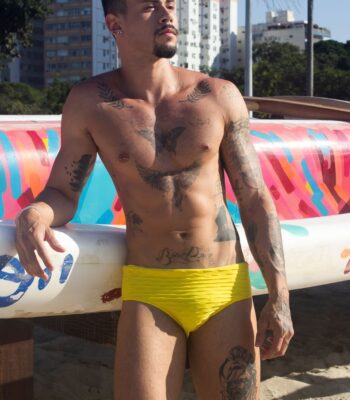 Sunga texturizada amarela jotape beachwear