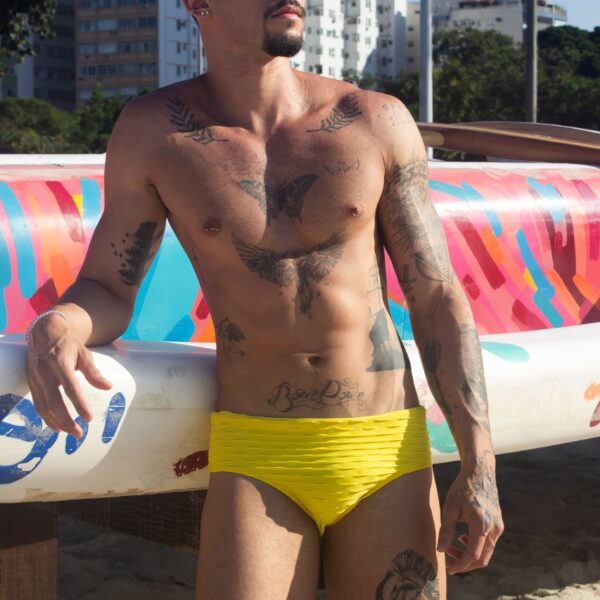Sunga texturizada amarela jotape beachwear